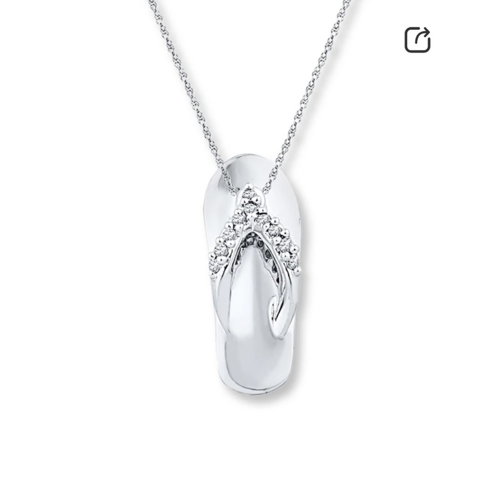 Silver Flip Flop Pendant Necklace